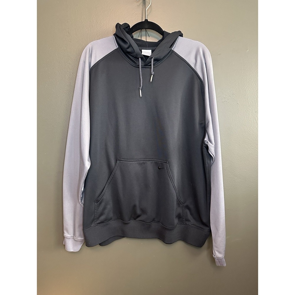 Vintage 90s Y2K Nike Black Grey Pullover Sweater Colorblock Men's XL Extra Large